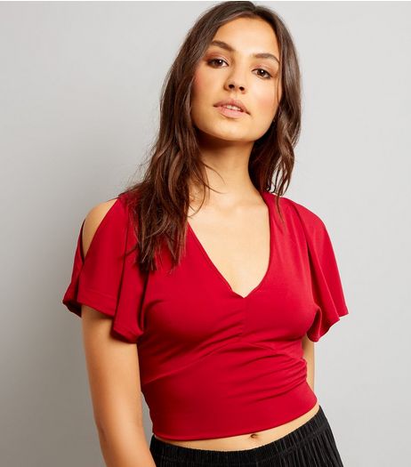 Black Cold Shoulder Crop Top | New Look