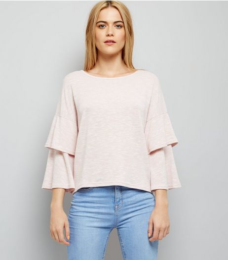Shell Pink Tiered Sleeve Top | New Look