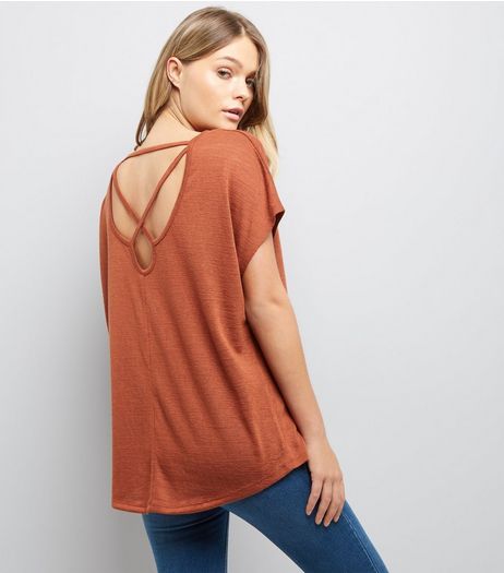 Brown Fine Knit Cross Back Top | New Look