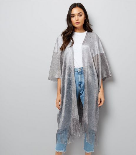 Blue Vanilla Silver Fringe Hem Wrap | New Look