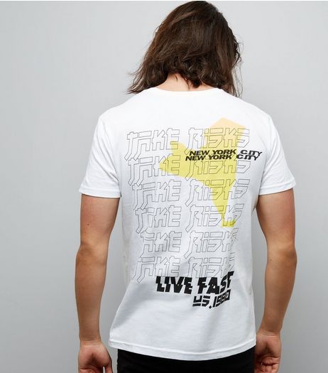 White Take Risks Back Print T-Shirt | New Look