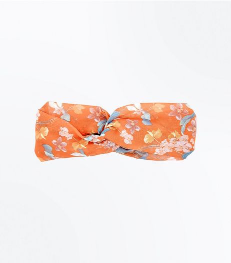 Orange Tropical Floral Print Hairband | New Look