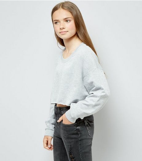 Teens Grey Cropped Sweater | New Look