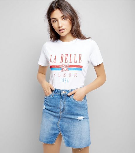 White La Bella Fleur Slogan T-Shirt | New Look