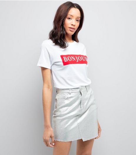 White Bonjour Cotton T-Shirt | New Look