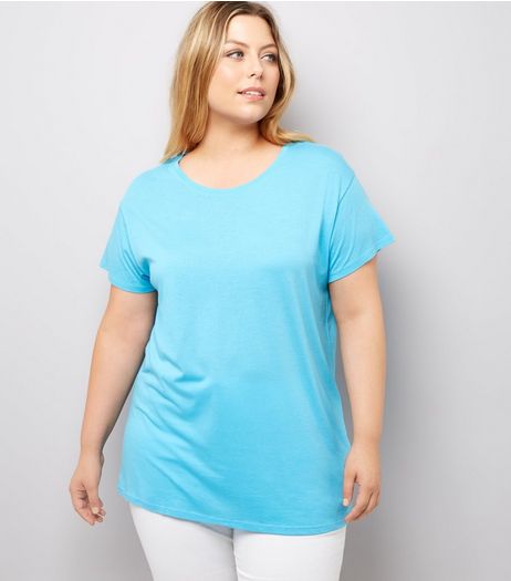 Curves Turqoise Oversized T-Shirt | New Look