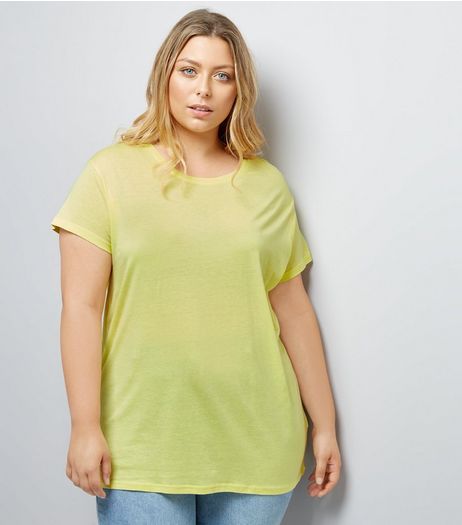 Curves Yellow Oversized T-Shirt | New Look