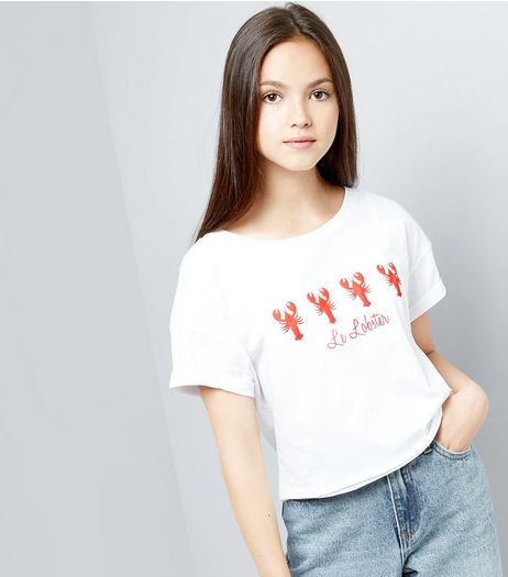 Teens White Le Lobster Slogan T-Shirt | New Look