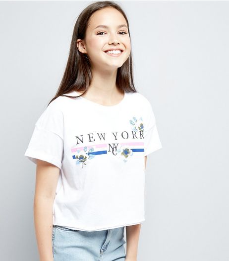 Teens White New York Slogan Puff Print T-Shirt | New Look