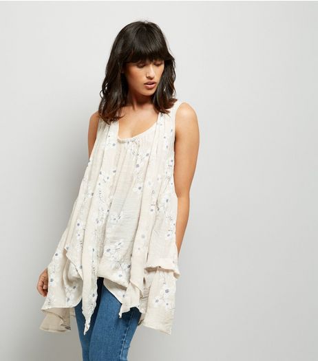 Apricot Stone Floral Embroidered Tunic | New Look