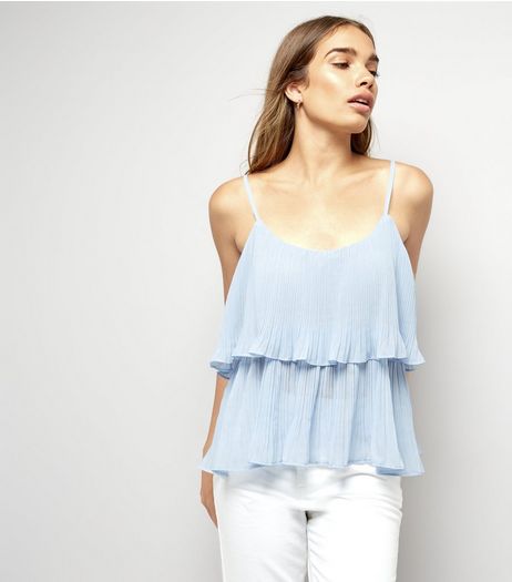 Cameo Rose Blue Frill Detail Cami Top | New Look