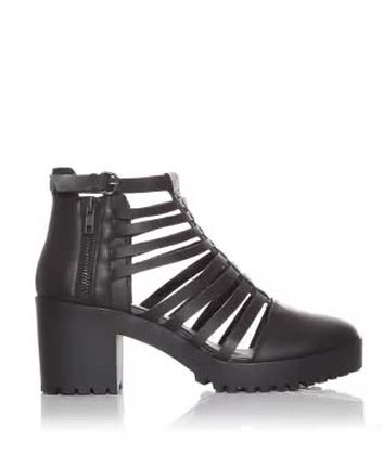 boots chunky strappy heel block