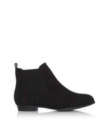 new look suedette flat chelsea boots in black