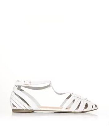 white t bar flat sandals