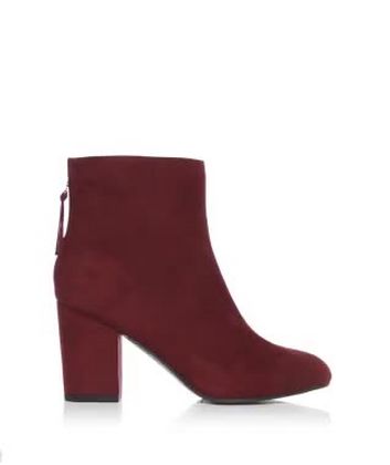 red leather block heel boots