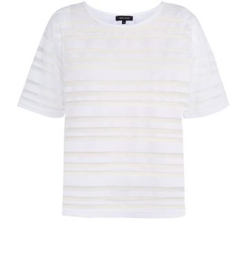 White Sheer Stripe T-Shirt