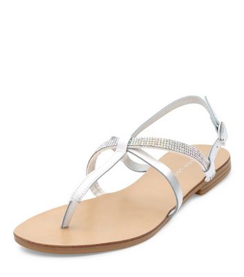 White Leather Embellished Cross Strap Sandals