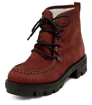 Dark Red Leather Lace Up Desert Boots