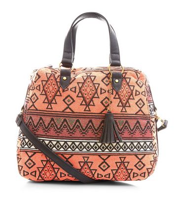 Orange Aztec Print Shoulder Bag