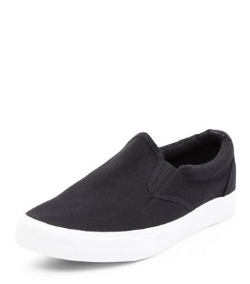 Black Canvas Slip On Plimsolls