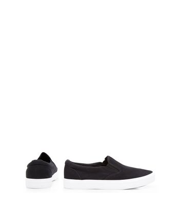 Black Canvas Slip On Plimsolls