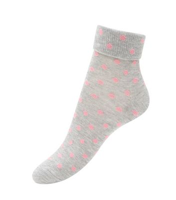 Grey Spotted Turned Up Socks