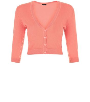 Mid Pink Cropped Cardigan