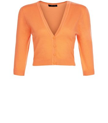 Bright Orange Cropped Cardigan