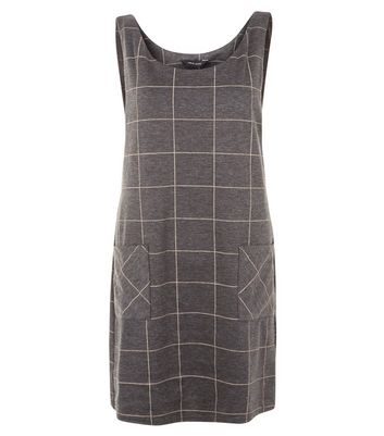 Grey Grid Check Pinafore Dress