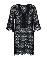 Black Crochet Lace Up Front Dress