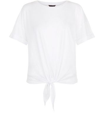 White Washed Tie Front T-Shirt