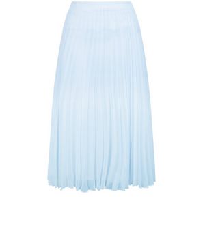 Pale Blue Chiffon Pleated Midi Skirt