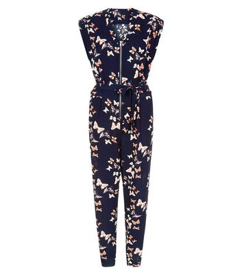 Cameo Rose Blue Butterfly Print Jumpsuit