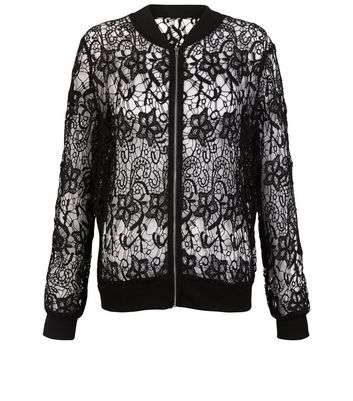 Cameo Rose Black Lace Bomber Jacket