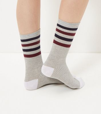 Grey Stripe Trim Socks | New Look