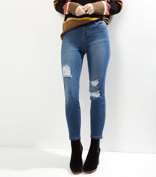Image result for new look Petite Navy Ripped Skinny Jeans