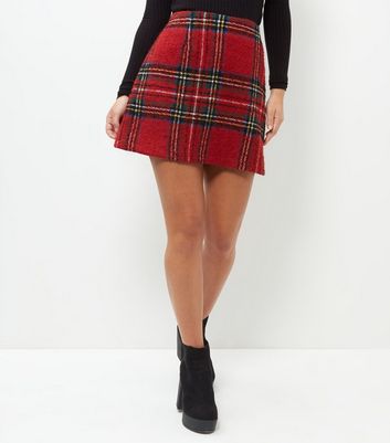Petite Red Check Skirt
