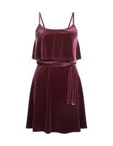 New Look burgundy velvet layered skater dress