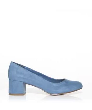 Wide Fit Pale Blue Suedette Court Shoes